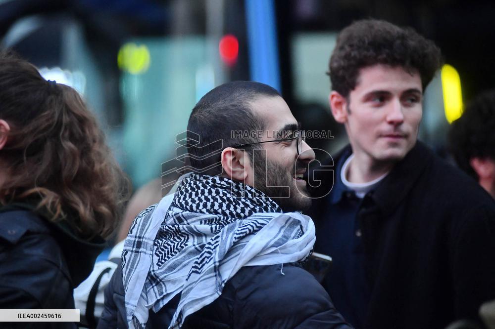 Pro-Palestinian Protest Outside Sciences Po - Paris