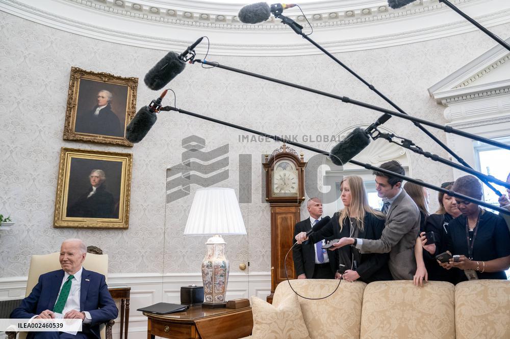DC: U.S. President Joe Biden meets with Ireland's Taoiseach Leo Varadkar