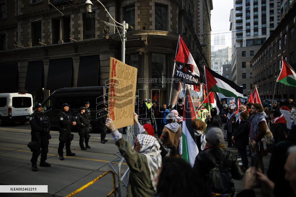 Protest In Front Of Event Hosting Justin Trudeau - Toronto
