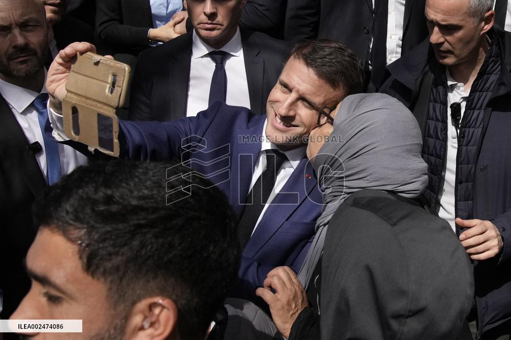 President Macron Makes A Surprise Visit To Marseille