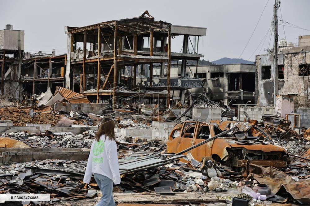 Aftermath of strong earthquake in central Japan