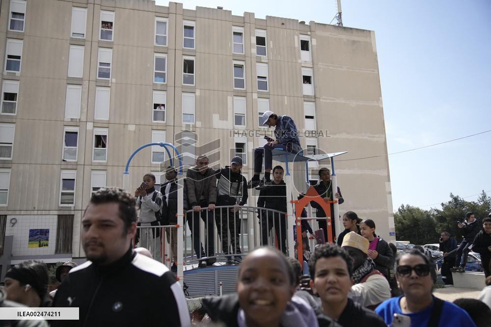 President Macron Makes A Surprise Visit To Marseille