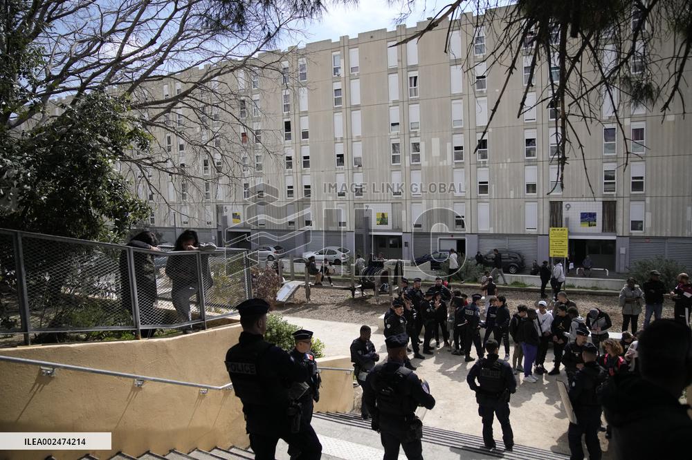 President Macron Makes A Surprise Visit To Marseille