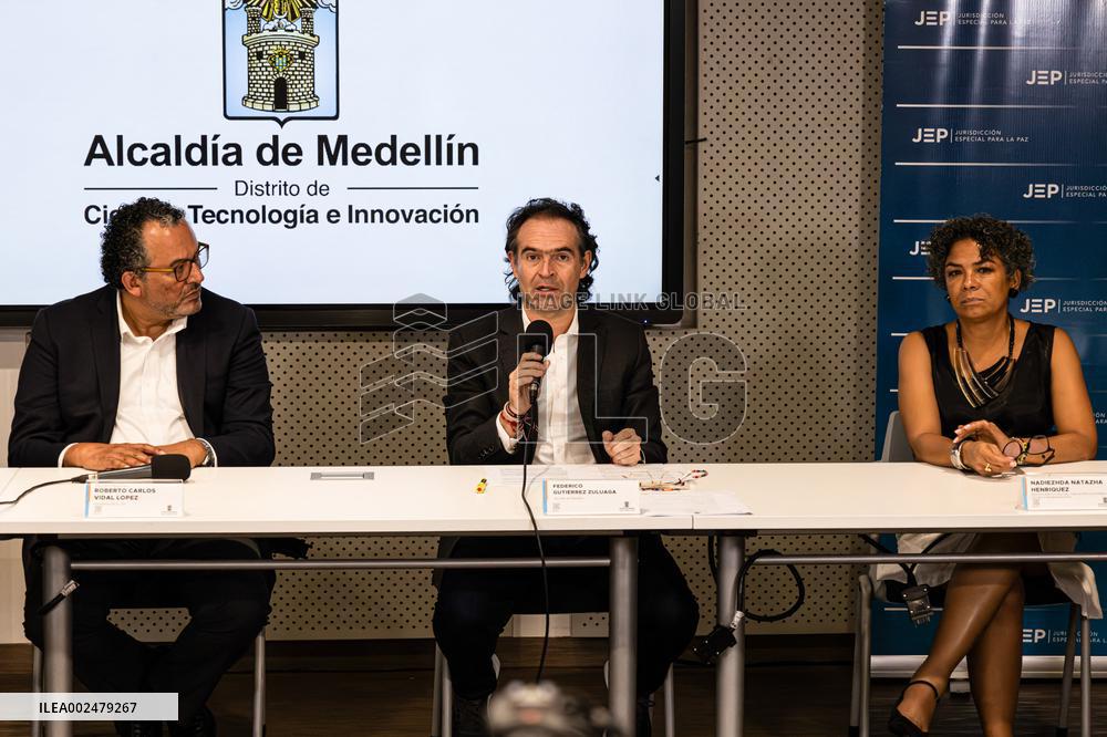 Colombia's Peace Jurisdiction 'JEP' Press Conference with Mayor of Medellin