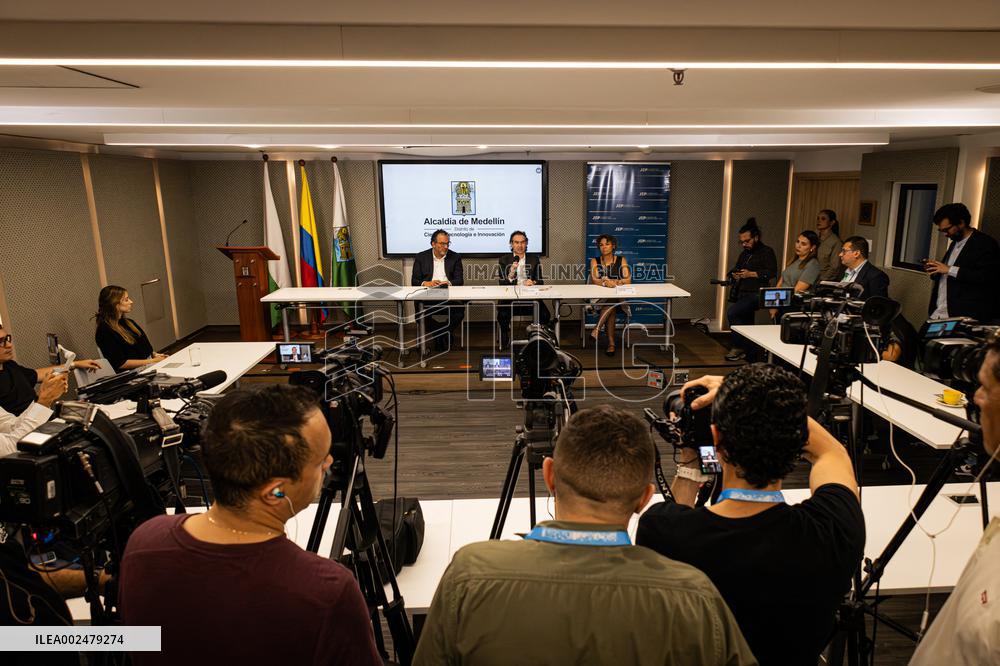 Colombia's Peace Jurisdiction 'JEP' Press Conference with Mayor of Medellin