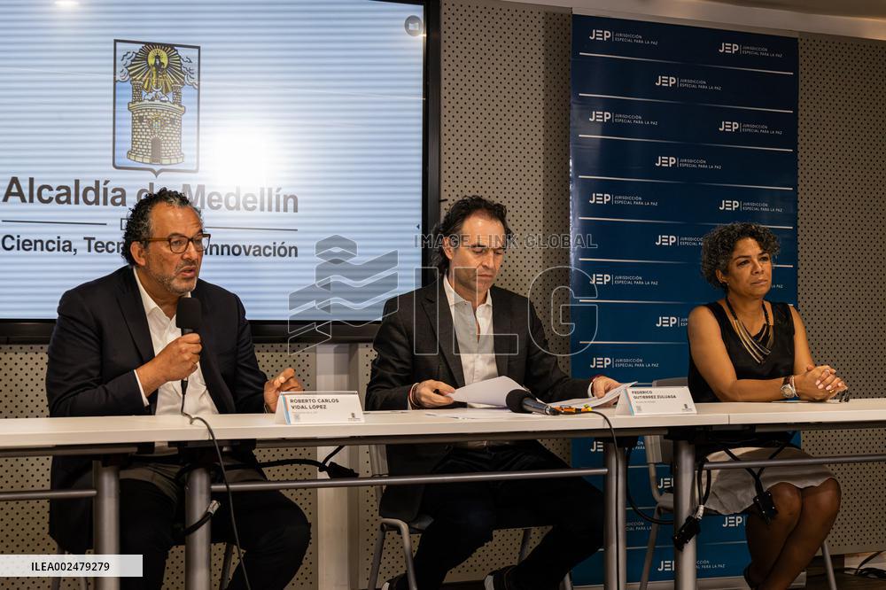 Colombia's Peace Jurisdiction 'JEP' Press Conference with Mayor of Medellin