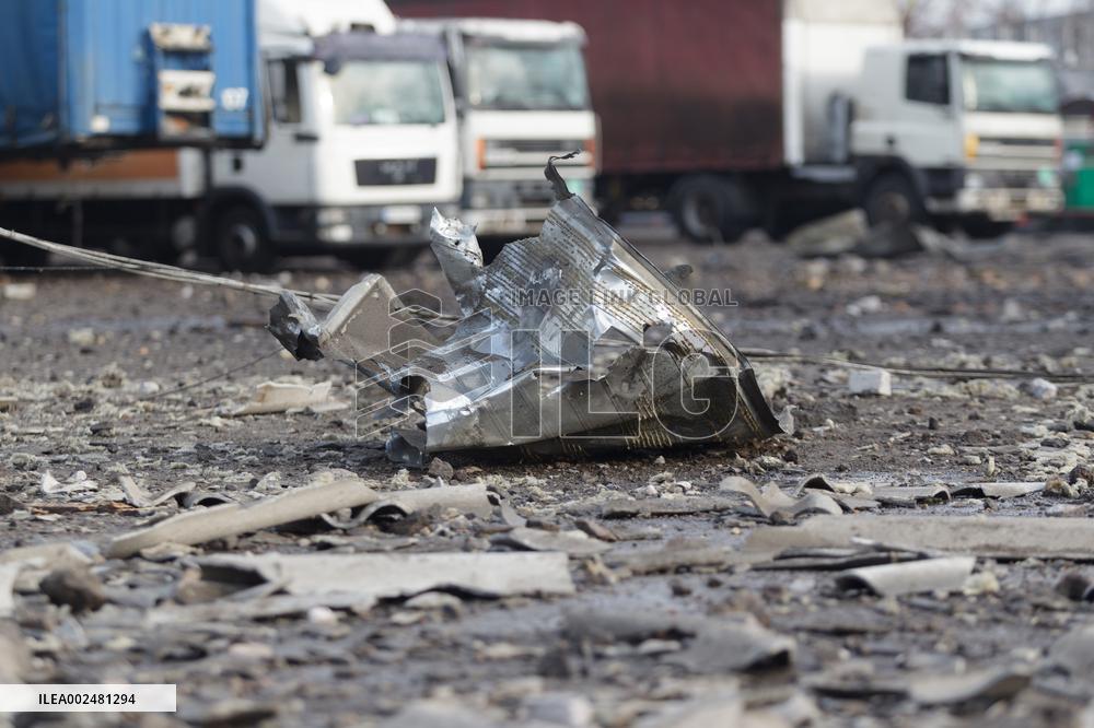 Rocket attack on Kyiv destruction in Podilskyi district