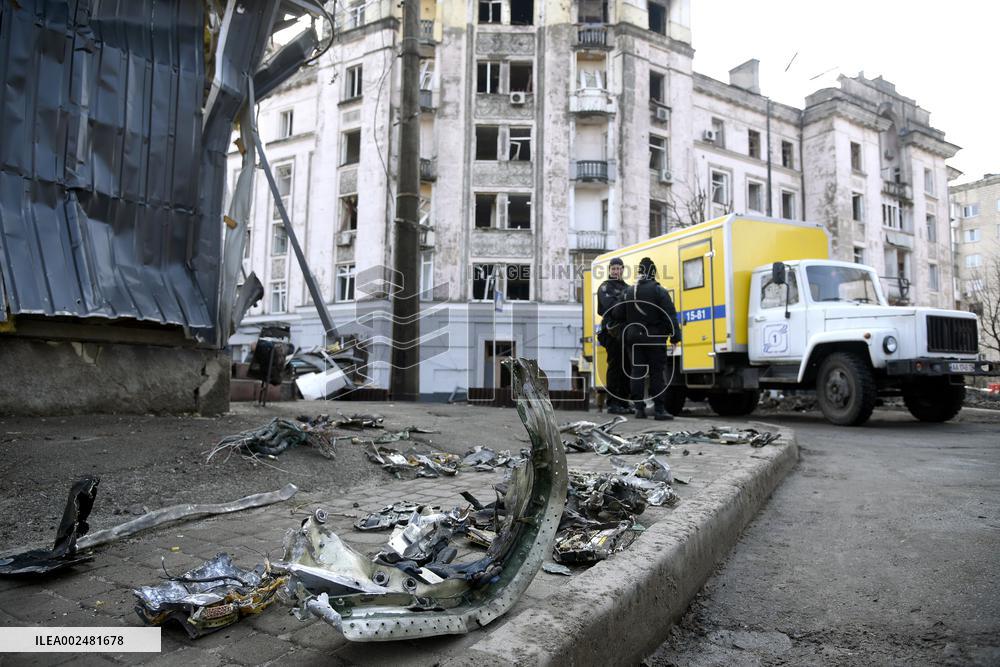 Impact of Russian missile strike on Shevchenkivskyi district of Kyiv