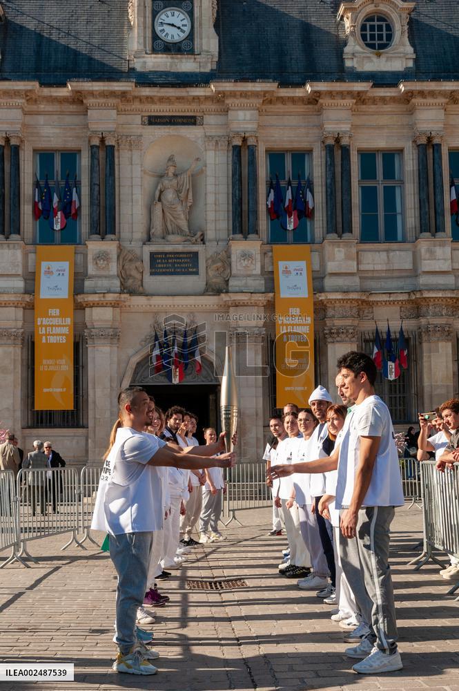 Rehearsal of the Olympic torch relay in Troyes