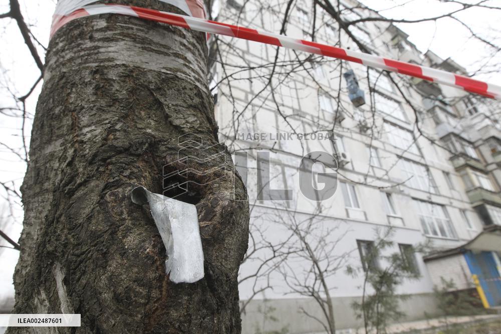 Russian missile debris damages apartment building in Dnipro