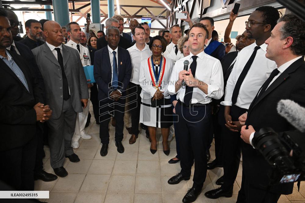 President Macron Visits The Cayenne Fish Market - French Guiana