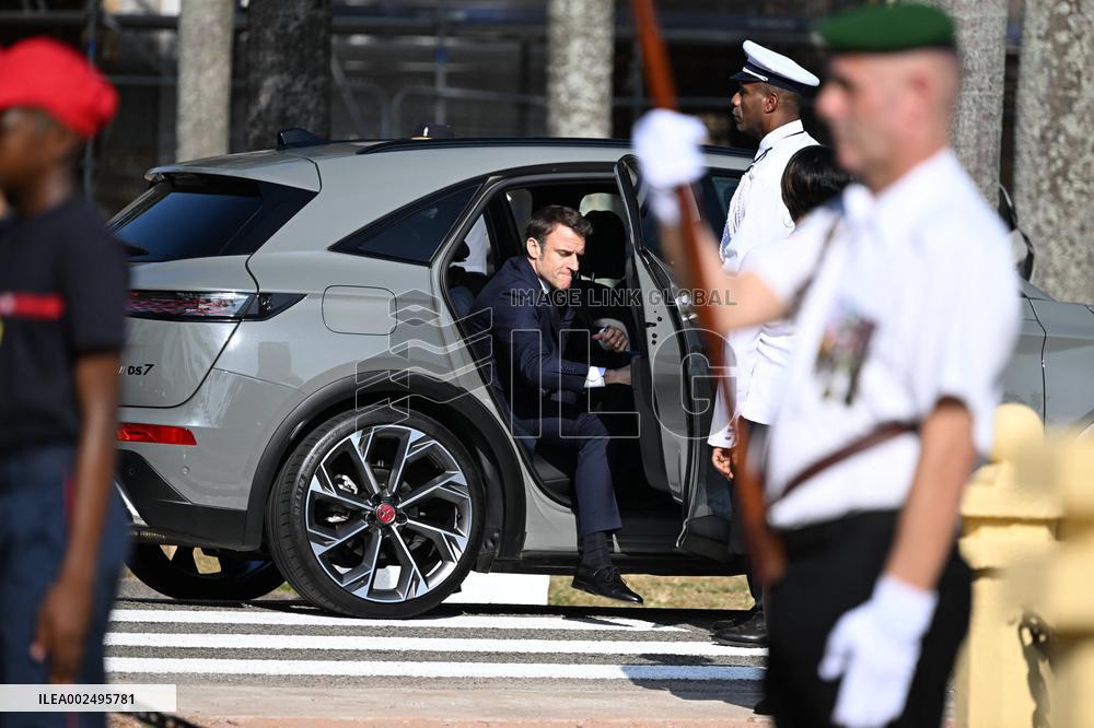 President Macron Attends A Ceremony In Cayenne - French Guiana