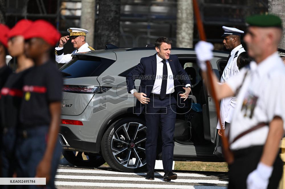 President Macron Attends A Ceremony In Cayenne - French Guiana