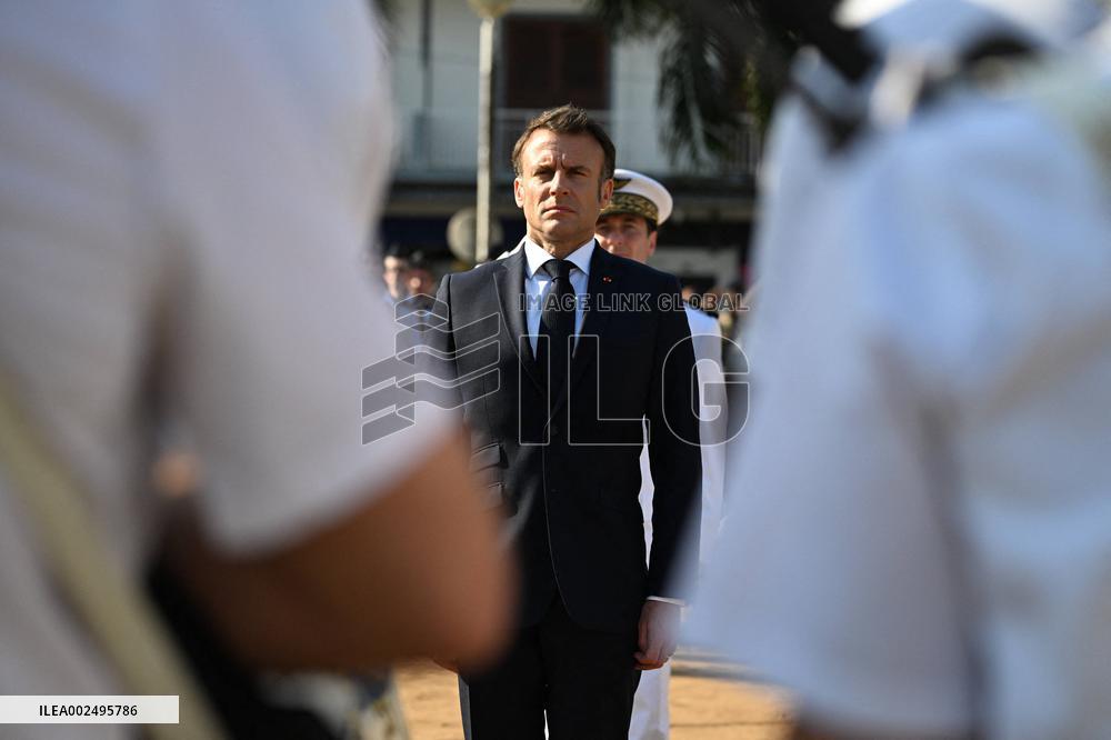 President Macron Attends A Ceremony In Cayenne - French Guiana