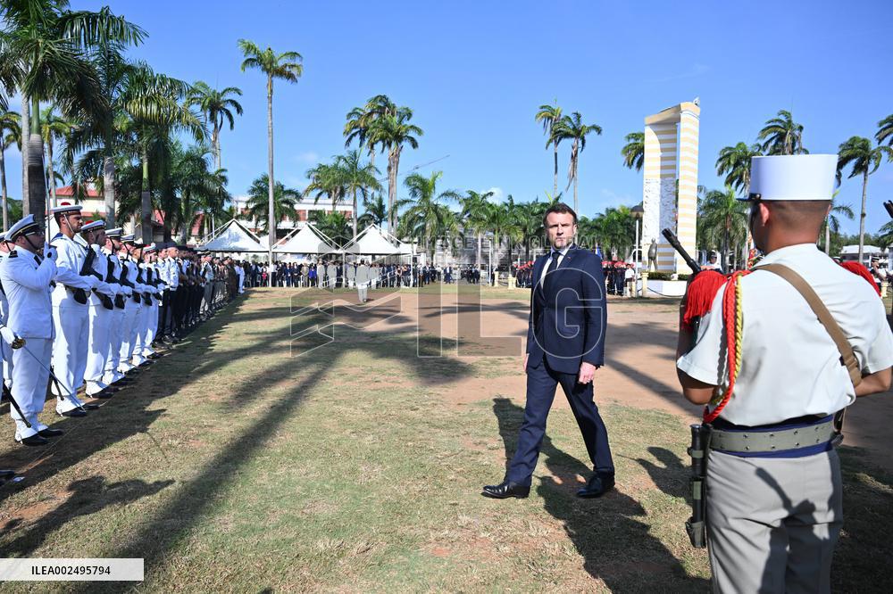 President Macron Attends A Ceremony In Cayenne - French Guiana