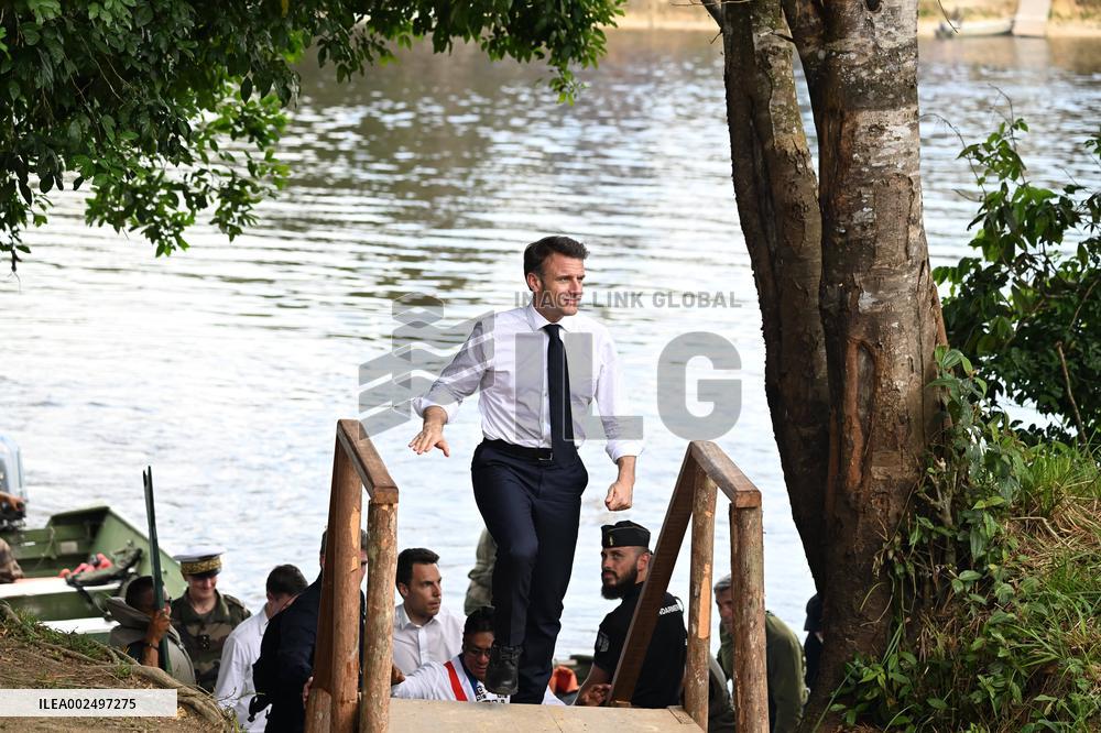 President Macron Visits The Guianan Forest In Camopi