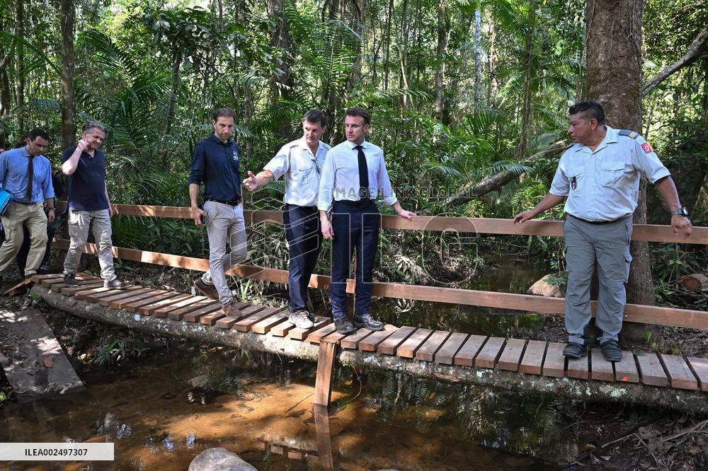 President Macron Visits The Guianan Forest In Camopi