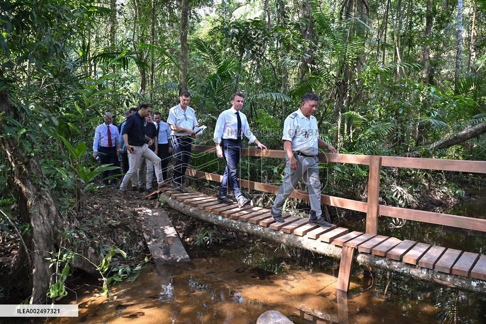 President Macron Visits The Guianan Forest In Camopi