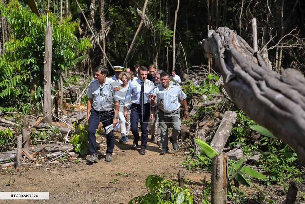 President Macron Visits The Guianan Forest In Camopi