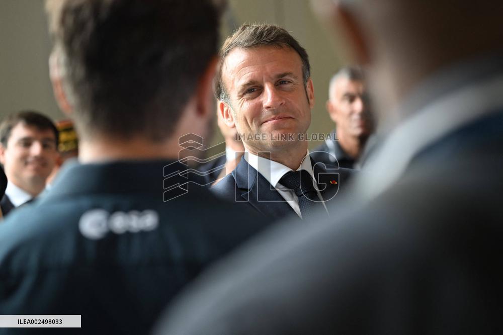 Emmanuel Macron Visits Ariane 6 Mounting Area - Guiana