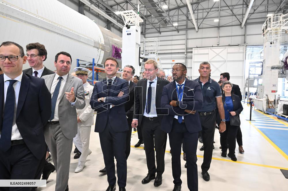 Emmanuel Macron Visits Ariane 6 Mounting Area - Guiana