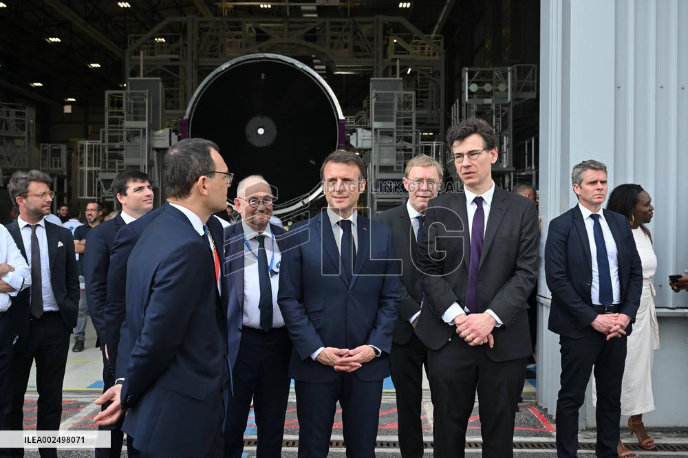 Emmanuel Macron Visits Ariane 6 Mounting Area - Guiana