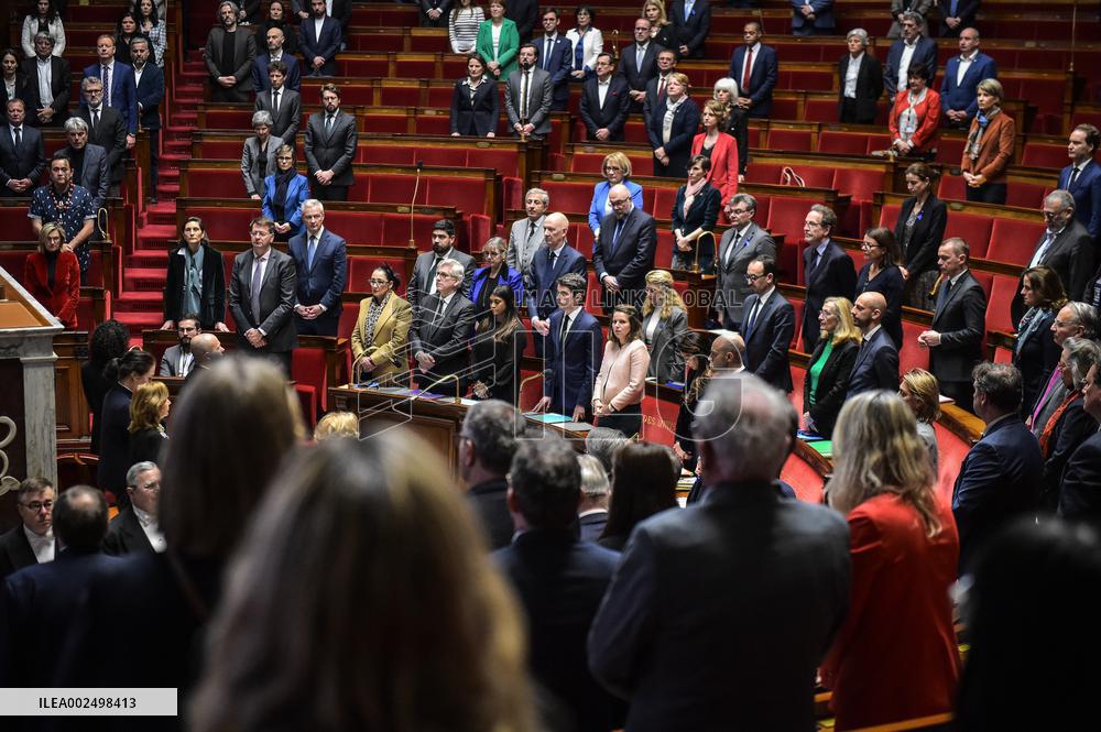 French Assembly Pays Tribute To The Victims Of Crocus City Hall Attack - Paris