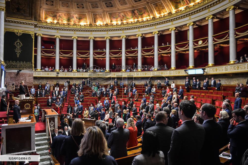 French Assembly Pays Tribute To The Victims Of Crocus City Hall Attack - Paris