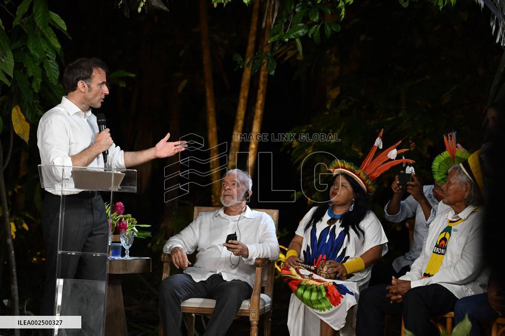 Macron And Lula Meet Raoni At Combu Island - Brazil