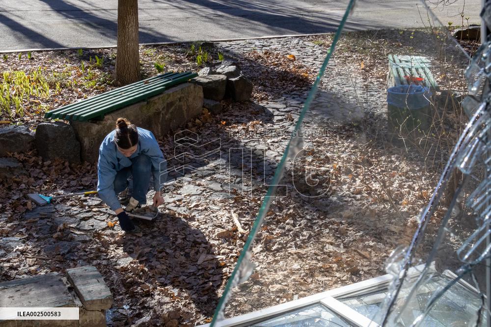 Russian missile debris partially destroys Kyiv Art Academy