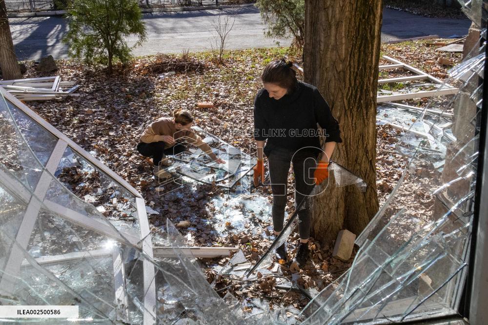 Russian missile debris partially destroys Kyiv Art Academy