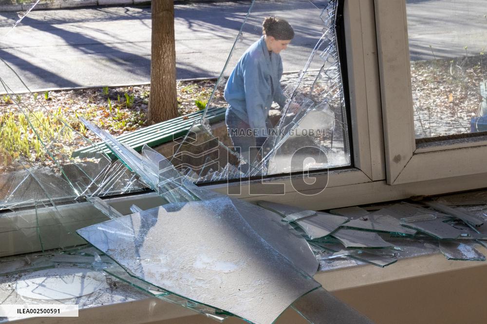 Russian missile debris partially destroys Kyiv Art Academy