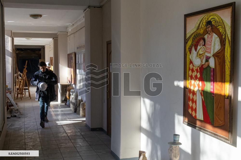 Russian missile debris partially destroys Kyiv Art Academy