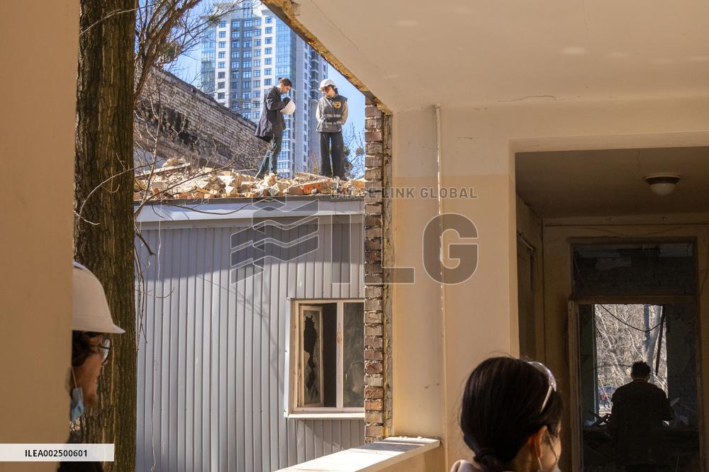 Russian missile debris partially destroys Kyiv Art Academy