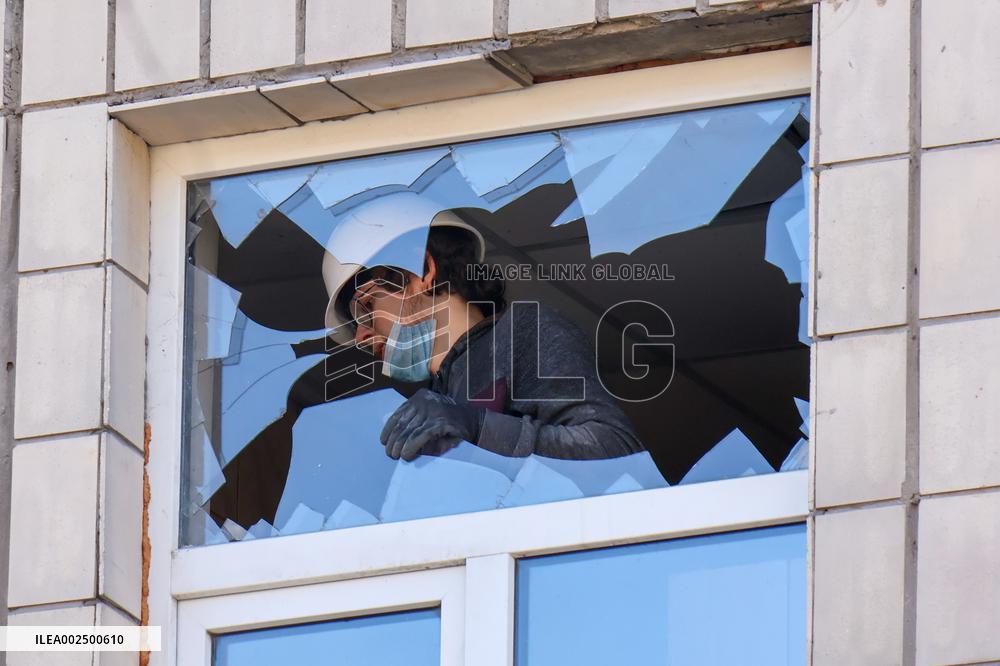 Russian missile debris partially destroys Kyiv Art Academy