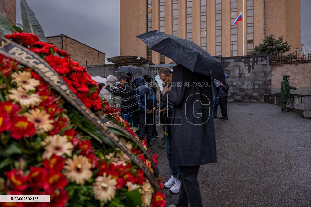 People Lay Flowers For The Victims Of Moscow Attack - Yerevan
