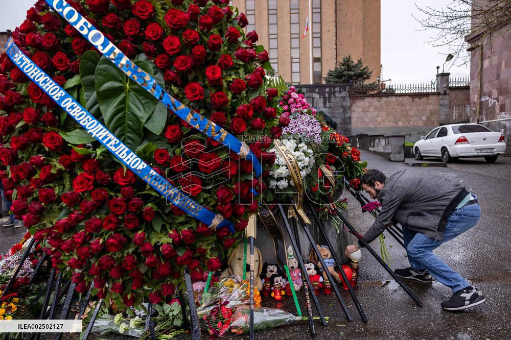 People Lay Flowers For The Victims Of Moscow Attack - Yerevan