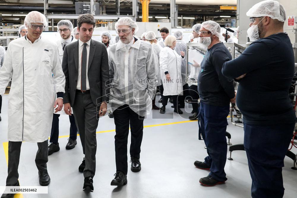 PM Attal Visits l'Oral Factory - Rambouillet