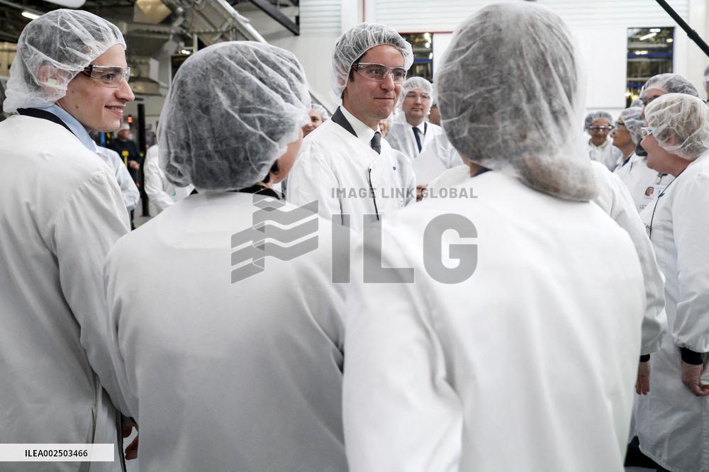 PM Attal Visits l'Oral Factory - Rambouillet