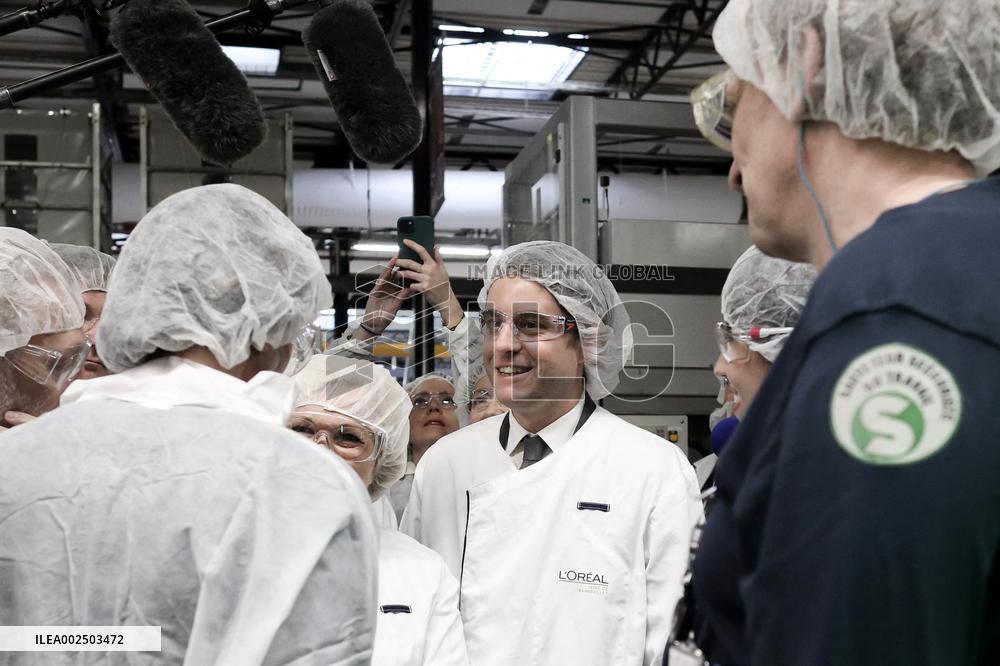 PM Attal Visits l'Oral Factory - Rambouillet