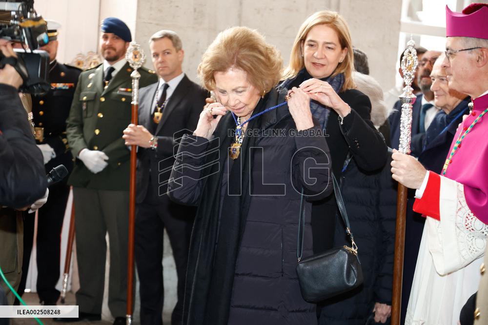 Queen Sofia during Procession of the Christ of the Halberdiers - Madrid