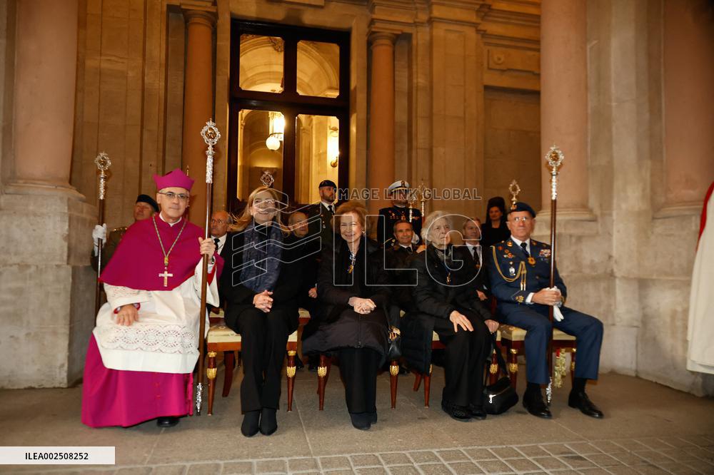 Queen Sofia during Procession of the Christ of the Halberdiers - Madrid