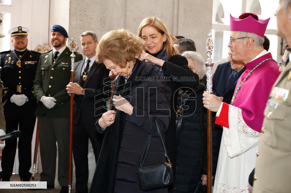 Queen Sofia during Procession of the Christ of the Halberdiers - Madrid