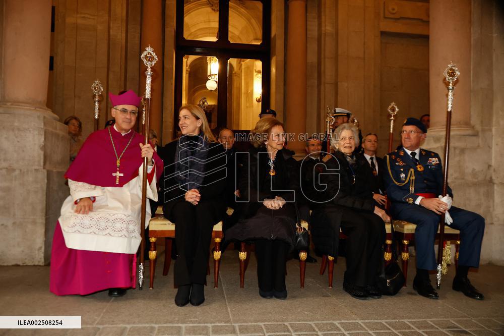 Queen Sofia during Procession of the Christ of the Halberdiers - Madrid