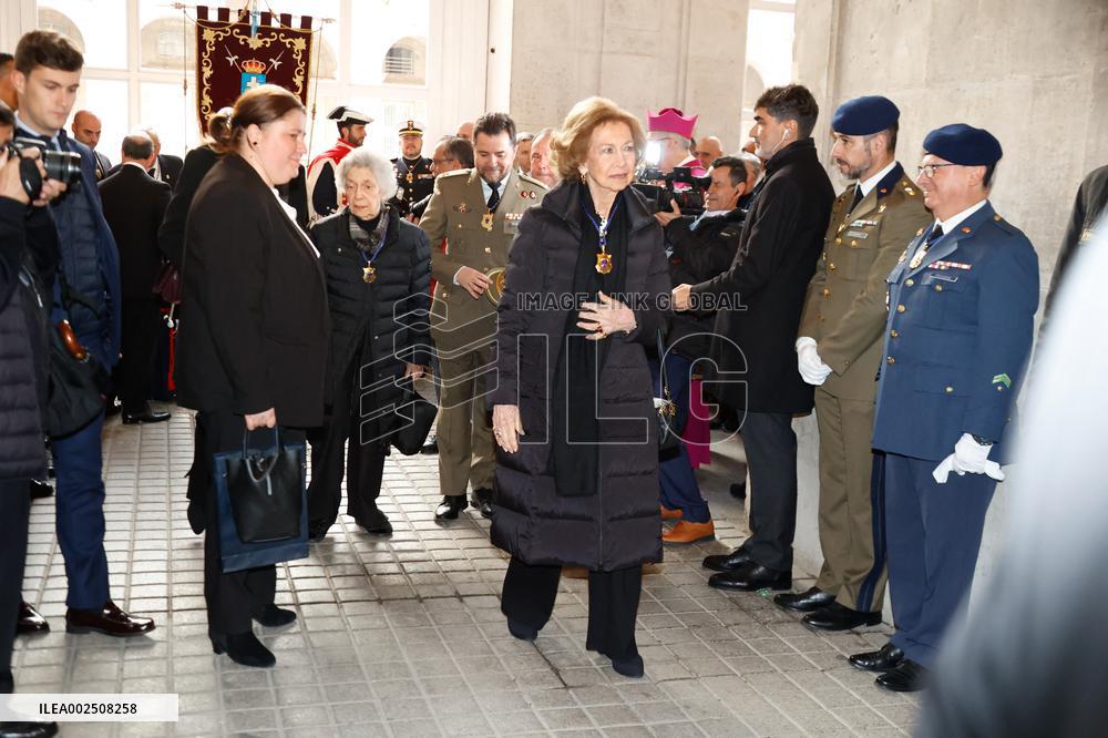 Queen Sofia during Procession of the Christ of the Halberdiers - Madrid