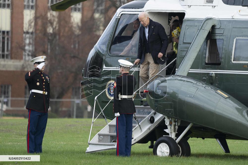 President Joe Biden and first lady Dr. Jill Biden return to Washington, DC