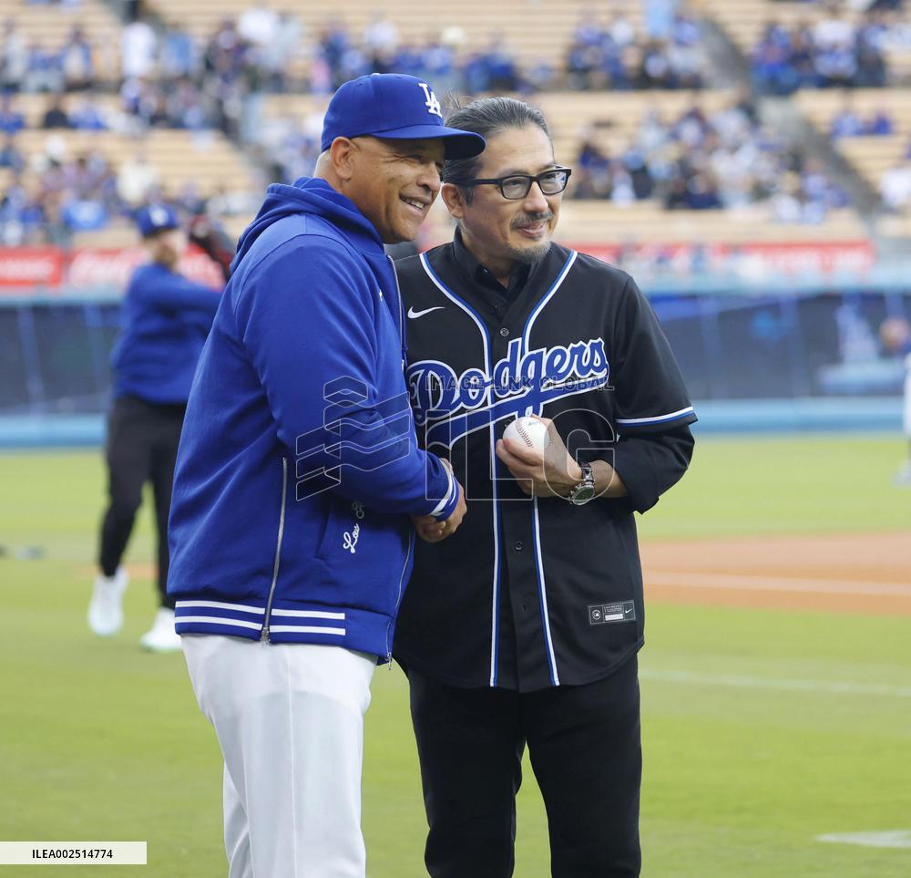 Japanese actor Sanada in ceremonial pitch