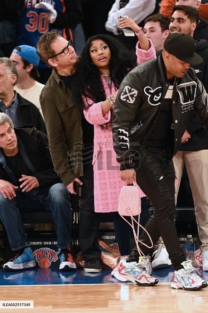 Nicki Minaj At New York Knicks Game - NYC