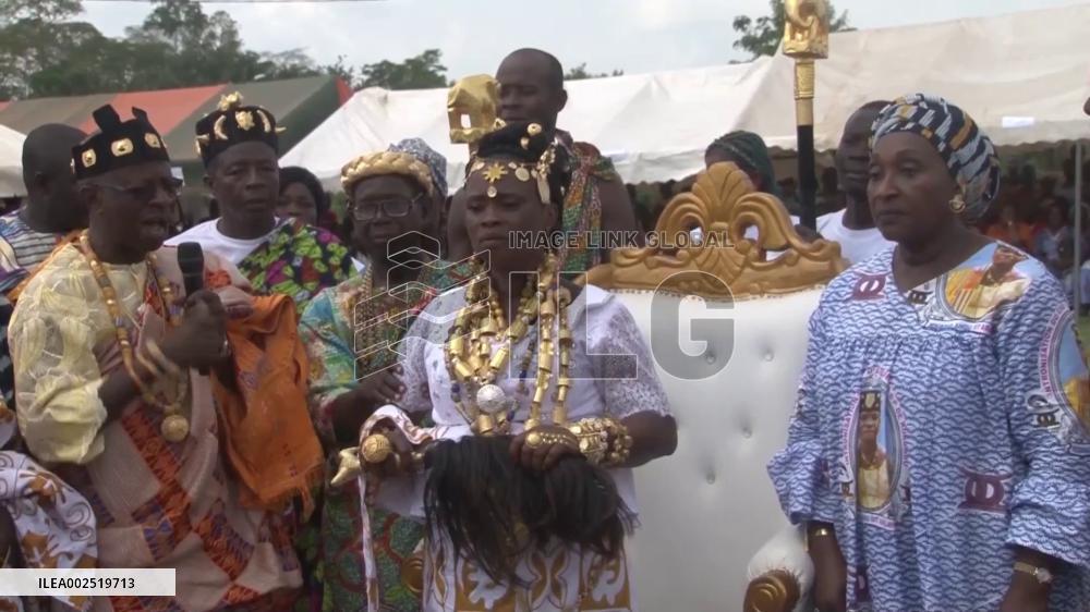 Induction ceremony of female village chief held in Cote d'Ivoire