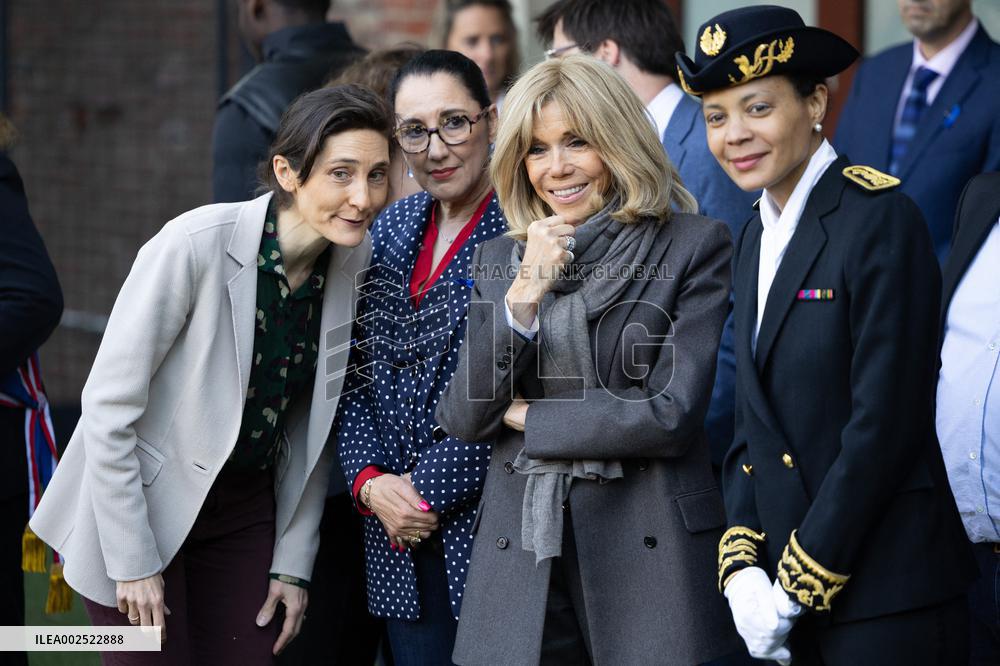 Brigitte Macron visits the medical educational institute Leonce Malecot - Saint-Cloud